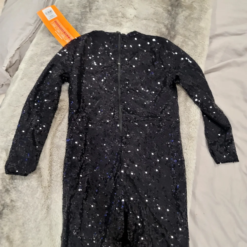 NEW HYDE and EEK Kids Glam Pop Star Sequin Bellbottom Jumpsuit ,Mic & Belt M